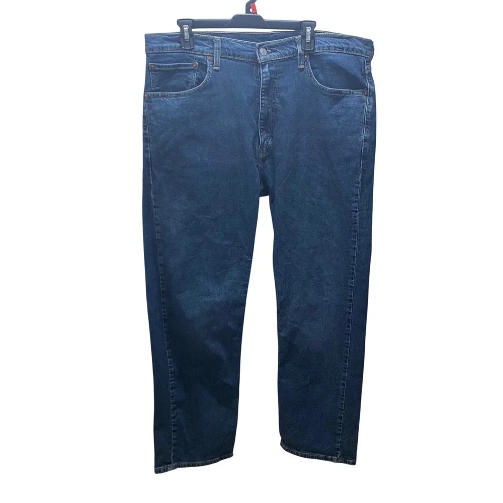 Levis 505 Regular Fit Straight Leg Jeans Mens 38x30 Dark Wash Blue Denim